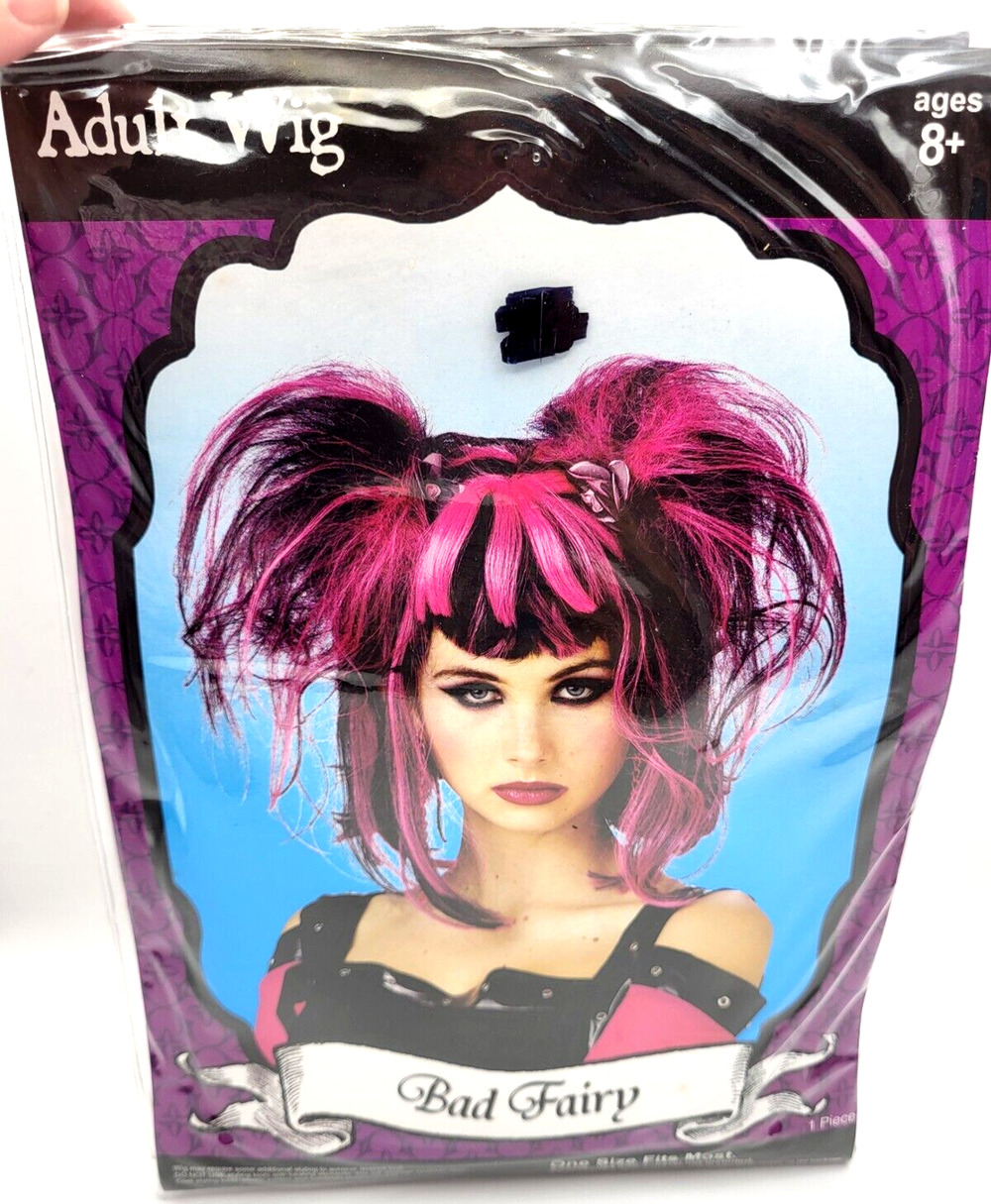 Pink Black Bad Fairy Adult Punk Costume Wig One Size NEW